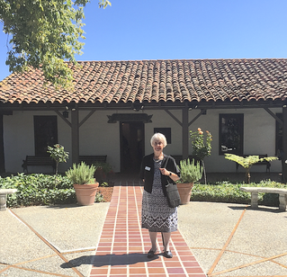 Masel on a visit to the historic adobe headquarters of the Santa Clara Womens Club, to check out renovations funded by a Farrington grant